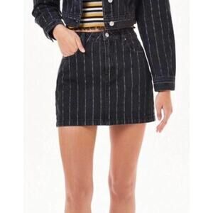 PACSUN striped vintage washed distressed denim jean mini skirt sz 25